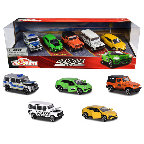 Majorette 212053169 - 4x4 SUV Giftpack 5 piece Set 164 Diecast Model Cars by Major