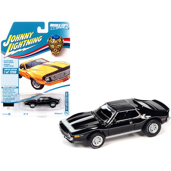 Johnny Lightning JLMC026-JLSP152A - 1971 AMC Javelin AMX Black with White Stripes Class of 1971 
