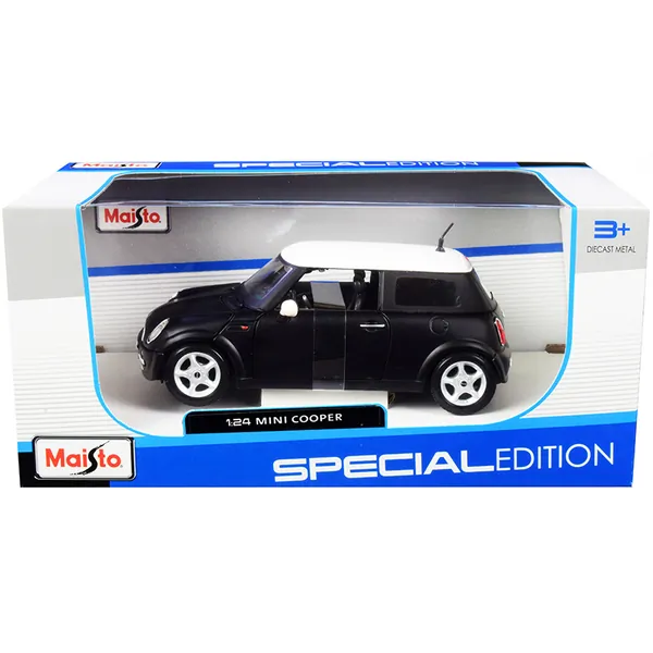 Maisto 31219mtbk — Mini Cooper Matte Black & White Top 1/24 Diecast Model Car