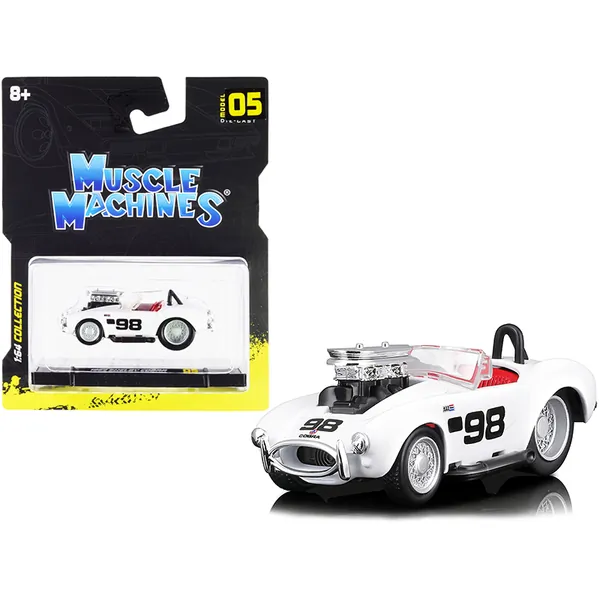 Muscle Machines 15551wh — 1964 Shelby Cobra #98 Diecast Model Car - 1/64 Scale