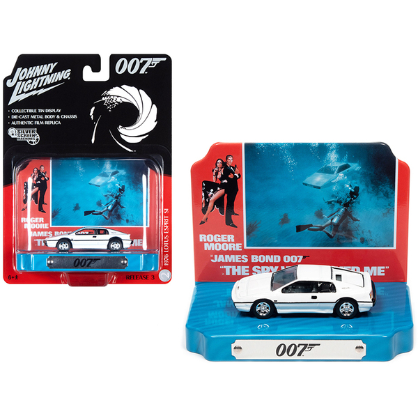 Johnny Lightning JLDR014-JLSP118 - 1976 Lotus Esprit S1 White with Collectible Tin Display 007 