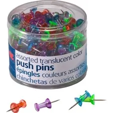 Officemate OIC 35710 — OIC Translucent Push Pins - 0.5 Length x 0.3 Diameter - 200 / Pack - Assorted - Steel
