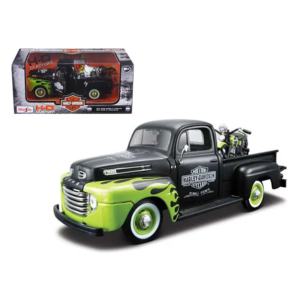 Maisto 32171bk-grn — 1948 Ford F-1 & Harley Davidson Panhead Diecast Model 1/24