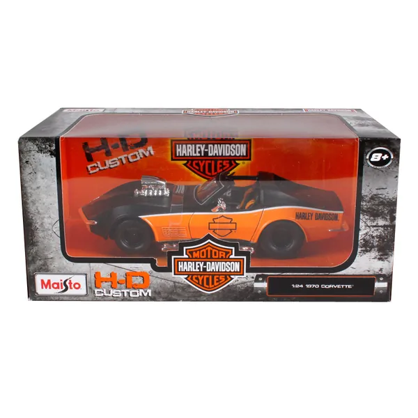 Maisto 32193 — 1970 Chevrolet Corvette Harley Davidson Black/Orange 1:24 Diecast Model Car