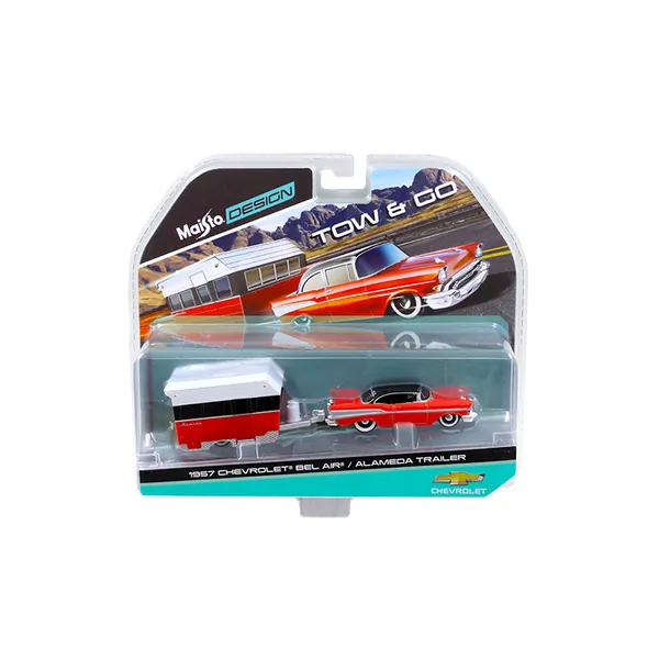 Maisto 15368B — 1957 Chevrolet Bel Air with Trailer 1/64 Diecast Model