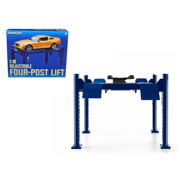 Greenlight 12884 — Blue Adjustable Four Post Lift for 1/18 Scale Models