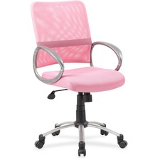 Norstar Office Products Inc BOP B6416PK - Boss Mesh Back Chair - Pink Mesh Seat - Chrome, Black Pewter