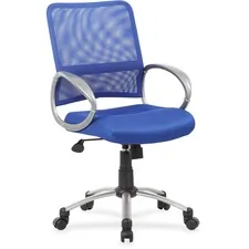 Norstar Office Products Inc BOP B6416BE - Boss Mesh Back Chair - Blue Mesh Seat - Chrome, Black Pewter