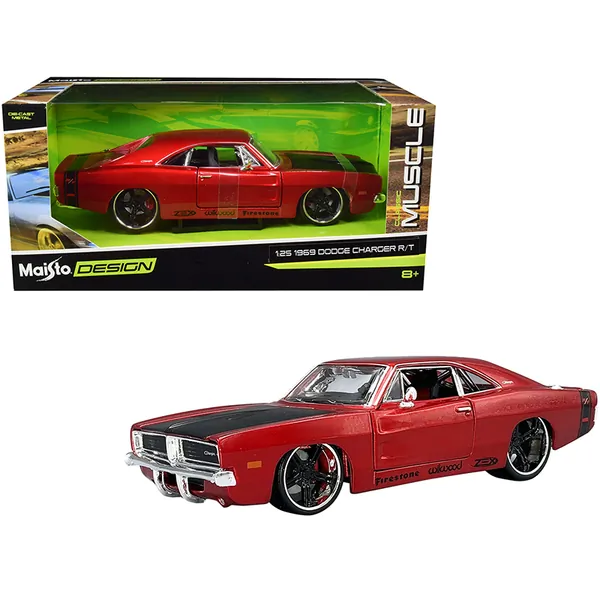 Maisto 32537 — Maisto 1969 Dodge Charger R/T Red Metallic Model Car