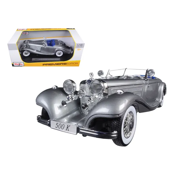 Maisto 36862gry — 1936 Mercedes 500K Special Roadster Grey 1/18 Diecast Model Car