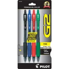 Pilot PIL 31034 — Pilot G2 Retractable Gel Ink Rollerball Pens - Fine Pen Point - 0.7 mm Pen Point Size - Refillable - Retractable - Assorted Gel-based Ink - 4 / Pack