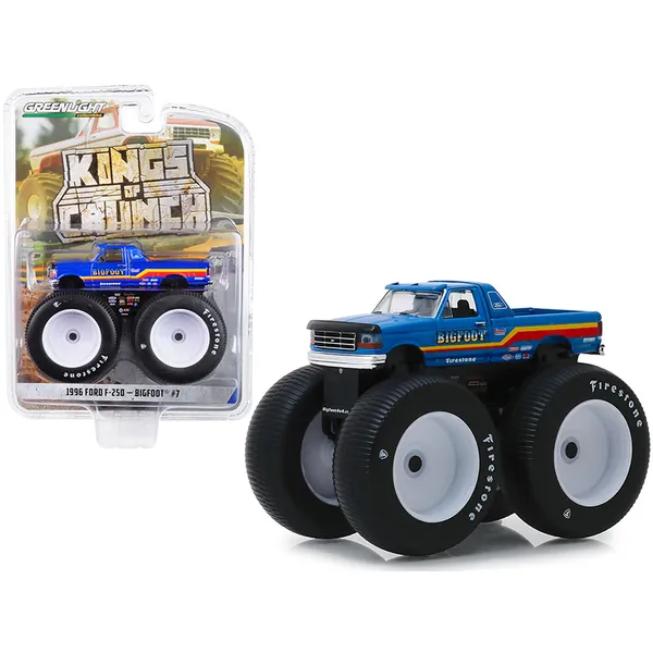 Greenlight 49050F — 1996 Ford F-250 Bigfoot #7 Metallic Blue Diecast Model