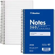 Dominion Blueline Inc RED AT35B — Blueline White Paper Wirebound Steno Pad - 360 Sheets - Spiral - Front Ruling Surface - 9 x 6 - White Paper - Blue Cover - Cardboard Cover - Flexible Cover - 1 Each