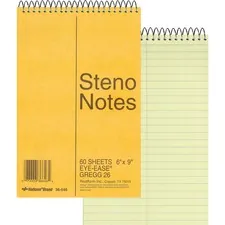 Dominion Blueline Inc RED 36646 — Rediform Wirebound Steno Notebook - 60 Sheets - Wire Bound Light Blue Margin - 16 lb Basis Weight - 6 x 9 - Green Paper - Brown Cover - Unpunched, Subject - 1 Each
