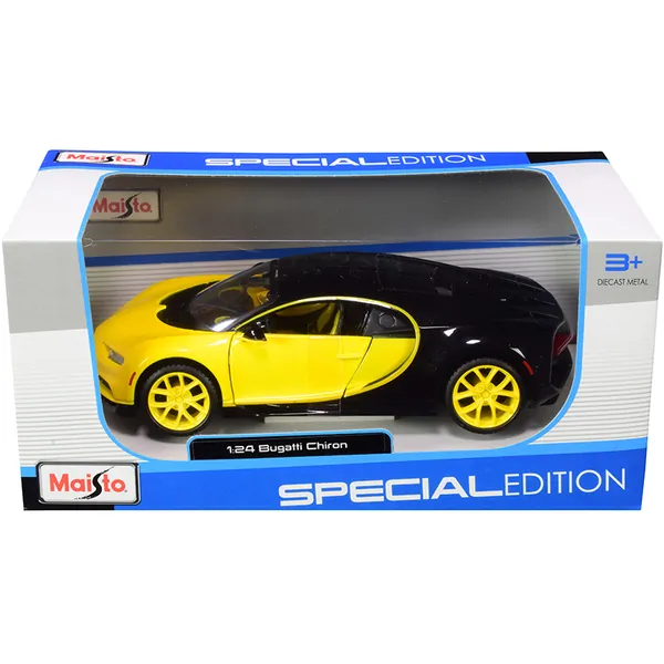 Maisto 31514y — Maisto Bugatti Chiron Yellow and Black 1/24 Diecast Model