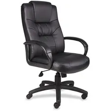 Norstar Office Products Inc BOP B8551BK — Boss Executive LeatherPlus Chair - Black Vinyl Seat - Black Vinyl Back - High Back - 5-star Base - Armrest - 1 / Carton