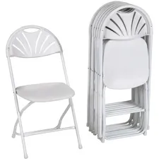 Dorel Industries Inc CSC 60542WHT8E — Dorel Zown Premium Fan Back Folding Chair - White Seat - White Polyethylene Back - White Powder Coated Steel Frame - Four-legged Base - 8 Each