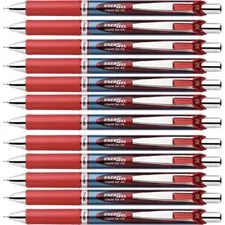 Pentel PEN BLN75BBX — Pentel Needle Tip Liquid Gel Ink Pens - Refillable - Retractable - Red Liquid Gel Ink Ink - 12 / Box
