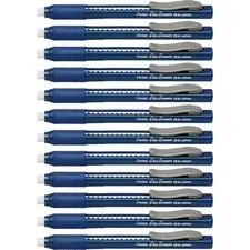 Pentel PEN ZE22CBX — Pentel Rubber Grip Clic Eraser - Blue - Pen - Refillable - 12 / Box - Tear Resistant, Latex-free Grip, Pocket Clip, Ghost Resistant, Scratch Resistant, Retractable
