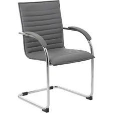 Norstar Office Products Inc BOP B9536GY2 - Boss Chrome Frame Vinyl Side Chairs - Gray Vinyl Seat - Gray