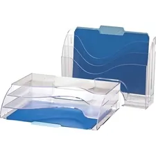 Officemate OIC 22904 — OIC Clear Wave 2-way Desktop Organizer - 3 Compartment(s) - 3 Tier(s) - 11.3 Height x 13 Width x 3.6 Depth - Desktop - Plastic - 1 Each