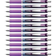 Pentel PEN BLN77VBX — Pentel Needle Tip Liquid Gel Ink Pens - Refillable - Retractable - Violet Liquid Gel Ink Ink - Stainless Steel Tip - 12 / Box