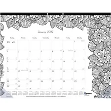 Dominion Blueline Inc RED C2917311 — Blueline DoodlePlan Desk Pad - Botanica - Julian - Monthly - January 2022 till December 2022 - 1 Month Single Page Layout - Desk Pad - White - Chipboard - Eyelet, Tear-off, Compact, Reinforced - 22 x 17