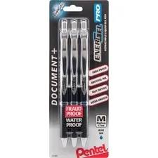 Pentel PEN BLP77BP3C — EnerGel PRO Retractable Liquid Gel Ink Pens - Medium Pen Point - 0.7 mm Pen Point Size - Refillable - Retractable - Blue Gel-based Ink - Black Stainless Steel Barrel - Metal Tip - 3 / Pack
