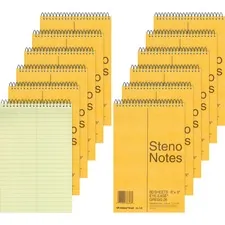 Dominion Blueline Inc RED 36746PK — Rediform Steno Notebook - 80 Sheets - Wire Bound - 16 lb Basis Weight - 6 x 9 - Green Paper - Brown Cover - Board Cover - Hard Cover, Rigid - 12 / Pack