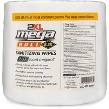 2XL CORPORATION TXL 422 — 2XL Mega Roll Sanitizing Wipes - White - Non-toxic, Non-irritating, Alcohol-free, Phenol-free, Bleach-free, Ammonia-free, Recyclable - For Hand, Skin, Multi Surface, Office, Restaurant, Hotel, Health Club, Day Care, School, Healthcare, Veterinary Clinic - 2300 / Roll