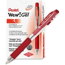 Pentel PEN K437B — Pentel Wow! Gel Pens - Medium Pen Point - 0.7 mm Pen Point Size - Retractable - Red Gel-based Ink - Clear Barrel - 12 / Dozen