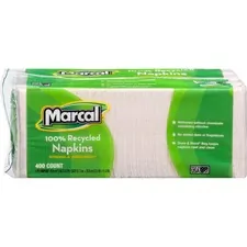 Marcal Manufacturing LLC MRC 6506 — Marcal 100% Recycled Luncheon Napkins - 1 Ply - White - Hypoallergenic, Dye-free, Fragrance-free, Strong, Absorbent - 400 / Pack