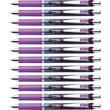Pentel PEN BLN75VDZ — Pentel Needle Tip Liquid Gel Ink Pens - 0.5 mm Pen Point Size - Needle Pen Point Style - Refillable - Retractable - Violet Liquid Gel Ink Ink - 12 / Dozen