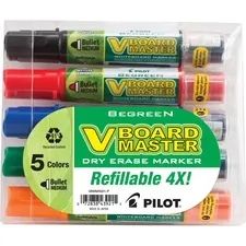 Pilot PIL 43921 — Pilot BeGreen VBoard Master Medium Bullet Marker - Medium Marker Point - Bullet Marker Point Style - Refillable - 5 / Pack