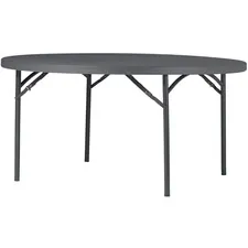 Dorel Industries Inc CSC 60535SGY1E — Dorel Zown Commercial Round Blow Mold Fold Table - Round Top - 4 Legs x 60 Table Top Diameter - 29.20 Height - Gray - High-density Polyethylene (HDPE), Resin
