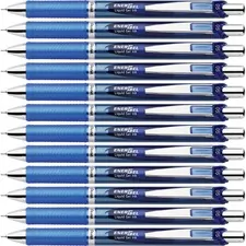 Pentel PEN BLN75CBX — Pentel Needle Tip Liquid Gel Ink Pens - Fine Pen Point - 0.5 mm Pen Point Size - Needle Pen Point Style - Refillable - Retractable - Blue Gel-based Ink - Blue Barrel - 12 / Box