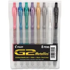 Pilot PIL 34405 — Pilot G2 Metallics .7mm Point Ink Pens - Fine Pen Point - 0.7 mm Pen Point Size - Retractable - Pink, Blue, Green, Purple Pigment-based Ink - 8 / Pack