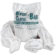 OFFICE SNAX, INC. OFX 00070 — Bag A Rags Office Snax Cotton Wiping Cloths - Wipe - 1 / Bag - White, Blue