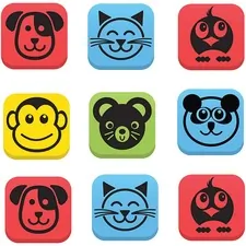 Flipside Products FLP 35020 — Flipside Student Animal Whiteboard Eraser Set - Assorted - Square - EVA Foam - 2 Width x 2 Height x - 2 Length - 12 / Set - Magnetic