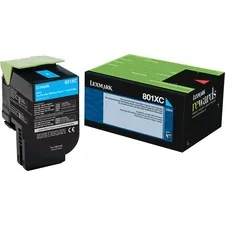 Lexmark 80C1XC0 — Lexmark Unison 801XC Toner Cartridge - Laser - Extra High Yield - 4000 Pages - Cyan - 1 Each