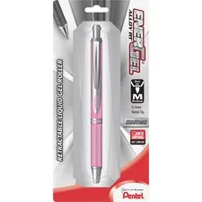 Pentel PEN BL407PBPA — Pentel EnerGel Alloy Retractable Gel Pens - Medium Pen Point - 0.7 mm Pen Point Size - Refillable - Retractable - Black Gel-based Ink - Metallic Pink Aluminum Alloy Barrel - Stainless Steel Tip - 1 / Pack
