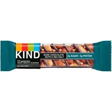 KIND LLC KND 17851 — KIND Dark Chocolate Nuts/Sea Salt Snack Bars - Gluten-free, Non-GMO, Sulfur dioxide-free - Chocolate, Sea Salt - 1.40 oz - 12 / Box