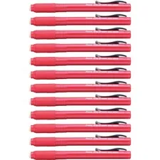Pentel PEN ZE22BBX — Pentel Rubber Grip Clic Eraser - Red - Pen - Refillable - 12 / Box - Tear Resistant, Latex-free Grip, Pocket Clip, Ghost Resistant, Scratch Resistant, Retractable