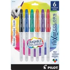 Pilot PIL 44153 — Pilot FriXion Colors Erasable Marker Pens - Bold Pen Point - 2.5 mm Pen Point Size - Black, Blue, Red, Green, Orange, Purple - White Barrel - 6 / Pack