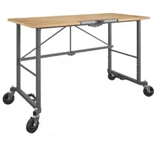Dorel Industries Inc CSC 66760DKG1E — Cosco Smartfold Portable Work Desk Table - Four Leg Base - 4 Legs x 14.50 Table Top Width x 25.51 Table Top Depth - 55.25 Height - Gray - Steel - Hardwood Top Material