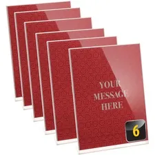Officemate OIC 23065 — Officemate Slanted Vertical Sign Holder, 6PK - 1 / Each - 8.5 Width x 11.1 Height - 8.50 Holding Width x 11 Holding Height - Rectangular Shape - Self-standing, Easy Readability, Easy to Use, Durable - Plastic - Clear