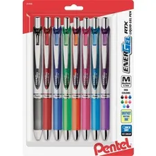 Pentel PEN BL77BP8M — Pentel Liquid Steel Tip Gel Pens - Medium Pen Point - 0.7 mm Pen Point Size - Refillable - Retractable - Assorted Gel-based Ink - Stainless Steel Tip - 8 / Pack