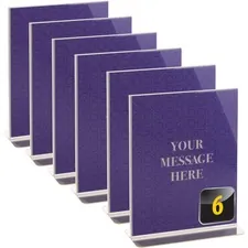 Officemate OIC 23063 — Officemate Vertical Sign Holder, 6PK - 1 / Each - 8.5 Width x 11 Height - 8.50 Holding Width x 11 Holding Height - Rectangular Shape - Easy to Use, Hanging Hole, Self-standing, Durable - Plastic - Clear