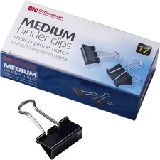 Officemate OIC 99050 — OIC Binder Clips - Medium - 1.3 Width - 0.62 Size Capacity - 12 / Box - Black