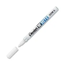 Pentel PEN 100WS — Pentel Felt Tip White Markers - Bullet Marker Point Style - White - 1 Each